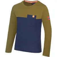 TROLLKIDS - Kid's Bergen Longsleeve - Longsleeve 110, olijfgroen/blauw