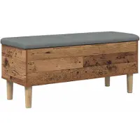 vidaXL Opbergbank met kussen Oud hout 102 x 42 x 46 cm Bewerkt hout