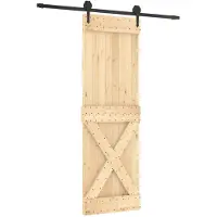 Syfax Schuifdeur Naturel en Zwart 70 x 210 cm Massief Grenenhout