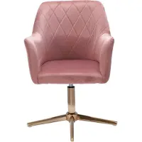 Wohnling Bureau stoel, roze fluweel, draaistoel met rugleuning, schalenstoel, draagvermogen 120 kg, in hoogte verstelbaar, bureaustoel zonder wielen, stoel voor bureau, thuiswerk
