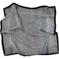 Kamea Zwarte Zijde-look Sjaal 90x90cm met Veerpatroon