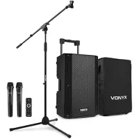 VONYX VSA500 ABS 12 portable speaker met speakerbeschermhoes en microfoonstatief - 800W