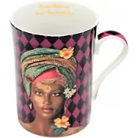 Queen Isabell Elegante Porseleinen Mok 300ml - Vrouw in Tulband met Pepita Design