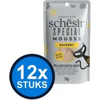 Schesir 12x Special Exigent Mousse - Kip & Eendenlever - Kattenvoer Natvoer - 70g