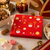 Duni Sinterklaas thema servetten - 40x st - rood - 33 x 33 cm - Sinterklaasservetten