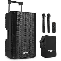 VONYX VSA500 ABS 12 portable speaker met 2x draadloze microfoon en speakerbeschermhoes - 800W