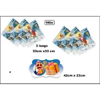 Wefiesta 180x Servetten Sinterklaas 33cm x 33cm - 3 laags + 1x Welkom bord Sinterklaas Feestbord - Diner Sint en Piet thema feest festival uitdeel
