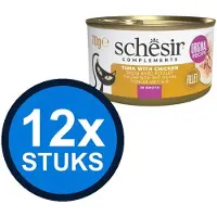 Schesir 12x - Tonijn & Kip in Bouillon - Kattenvoer Natvoer - 85g