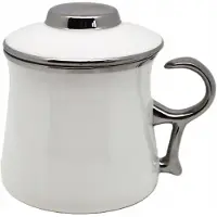 Queen Isabell Elegante Witte Porseleinen Mok met Zilveren Handvat en Zeef - 350ml