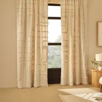 Atmosphera Hawki Gordijn 130x260cm - Kant en klaar met haakjes ringen - Beige