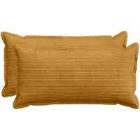 vidaXL Kussensloop 2 st HOUTEN Geel 40 x 70 cm corduroy