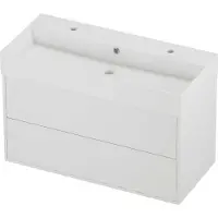 Proline Zara Badmeubelset Porselein Loft 2 Kraangaten Voor Grepen 100x46x65 cm Glans Wit Mat White