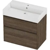 Proline Zara Badmeubelset Porselein Loft 1 Kraangat Greeploos 80x46x78 cm Glans Wit Vital Oak