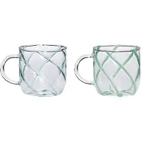 Hubsch - Kiosk Glass Mugs Swirl - Green - 9x13xh10cm