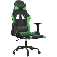 vidaXL Gaming stoel met voetsteun, zwart en groen, kunstleer