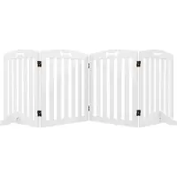PawHut Afsluitbaar hondenpoort, 3-delig, 207,5 x 61 cm, inklapbaar, deuropzet, wit