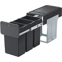Hailo 0310-300 EcoLine Design Trio L - Inbouwafvalemmer 3x10L - 3 Compartimenten Zwart