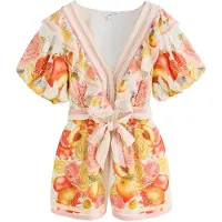 Next Jumpsuit lichtbeige / citroengeel / oranje / rosa