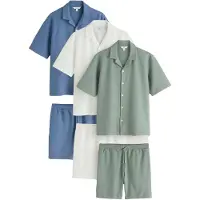 Next - Heren - Set van 3 jersey overhemden en shorts - Groen