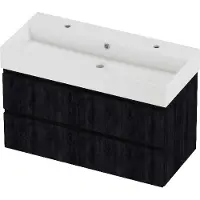 Proline Zara Badmeubelset Porselein Loft 2 Kraangaten 100x46x65 cm Glans Wit Charcoal Oak