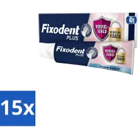 Fixodent 15 x Plus – Kleefcrème – Food Barrier – Frisse Smaak – 40 g - Voordeelverpakking - 15 stuks