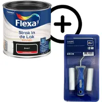 Flexa Product Bundel: - Strak In De Lak Binnenlak - Hoogglans - Zwart - 250 Ml + Lakset