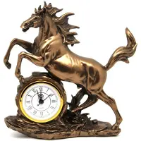 Queen Isabell - Klok Beeldje springend paard - bronzen decoratie