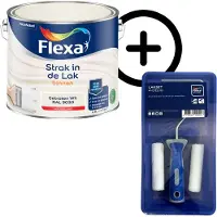Flexa Product Bundel: - Strak In De Lak Binnenlak - Hoogglans - Gebroken Wit / Ral 9010 - 2,5 L + Lakset
