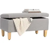 HOMCOM Storage Ottoman-Polyester, Schaumstoff-71L x 37B x 36H cm-Hellgrau