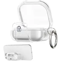Kwmobile Transparante hoofdtelefooncase voor Samsung Galaxy Buds 4 / Galaxy Buds 4 Pro hoes - Headphones TPU cover met standaardfunctie en veiligheidsvergrendeling - transparant