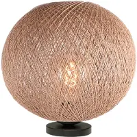 Masterlight Tafellamp Corda zwart met rotan Ø 30cm