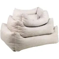 Flamingo - Mand Kantor Rechthoekig Beige - 100 x 80 x 25 cm - Hondenmand - Hondenkussen