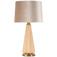 Mauro Ferretti Perly tafellamp, diameter 36 cm, 5 x 68,5 cm, glas, goud, stoffen kap, fitting E27, maximaal 40W