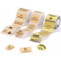 Niimbot - Labels/Etiketten - B1/B2/B21 - 3 rollen set - Rond 50x50 mm Goud Transparant, 41x41 mm Kraftpapier & 50x30 mm Kraftpapier