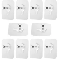 INF Zelfklevende fotolijsthaken - Transparante PVC acryl roestvrijstalen ophangstrips, boren niet nodig, 10 stuks