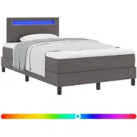 vidaXL Boxspringbed met matras, grijs, 120 x 190 cm, kunstleer