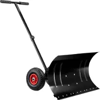 Wiltec sneeuwschuiver met wielen, 74 x 43 cm, sneeuwschop van staal, corrosiebestendige sneeuwschuiven, sneeuwschuiver voor sneeuwruimen