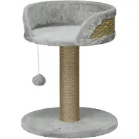 PawHut Kraboom klein, 49 cm, kattenboom, krabpaal met speelbal, koffie
