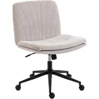 HOMCOM bureaustoel voor thuiswerk, in hoogte verstelbaar, met linnenlook, beige