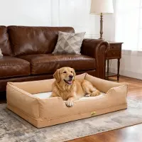 Bingopaw WISFOR Hondenbed, hondenbank, hondenmatras, met verhoogde randen, waterdicht, wasbaar, afneembare hoes. Maat 3XL: 127 x 94 x 24 cm, beige