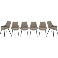Signature - Set van 6 stoelen in taupekleurige stof L62 cm - COLOMBE