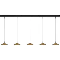 Masterlight 5-lichts hanglamp Ceppo zwart met goud Ø 18cm