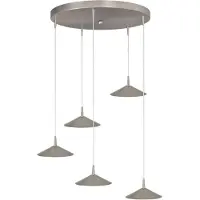 Masterlight 5-lichts hanglamp Ceppo nikkel Ø 18cm rond