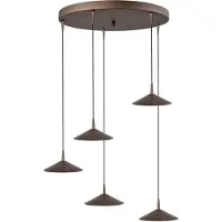 Masterlight 5-lichts hanglamp Ceppo cacao bruin Ø 18cm rond