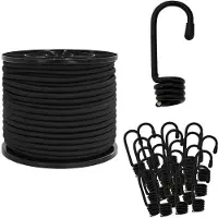 vidaXL Bungee Koorden met Haken 10 mm Zwart PP en rubber