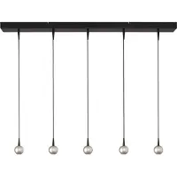 Masterlight 5-lichts hanglamp Talana zwart met nikkel Ø6cm DTW