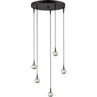 Masterlight 5-lichts hanglamp Talana zwart met nikkel Ø 35cm DTW