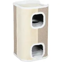 PawHut krabpalen voor katten, kattenboom met 3 niveaus, huisdierenmeubel, beige