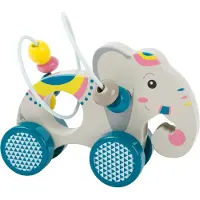 Small Foot - Houten Duwfiguur Olifant met Motoriekspiraal