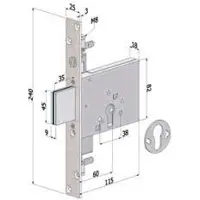 Securemme Inbraakwerende insteekslot, Europees profiel, 3 sluitpunten, model 2053 - 60 mm (2053XZB6025)